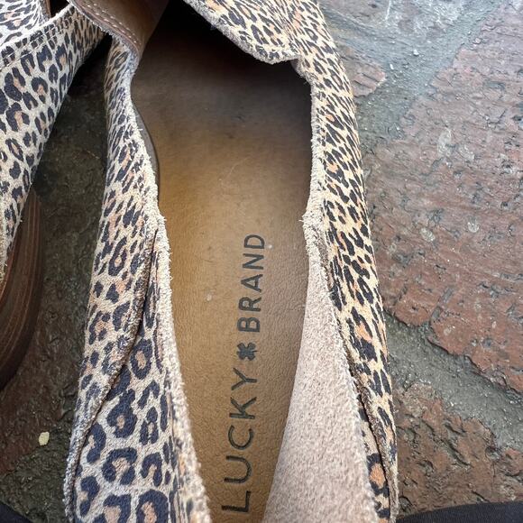Lucky Brand Cahill Flat Leopard Loafers Shoes Size 7 Suede Animal Print - Picture 6 of 7